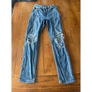 American Eagle Outfitters Strigid Distressed‎ Blue Denim Jeans  Size 00 Short